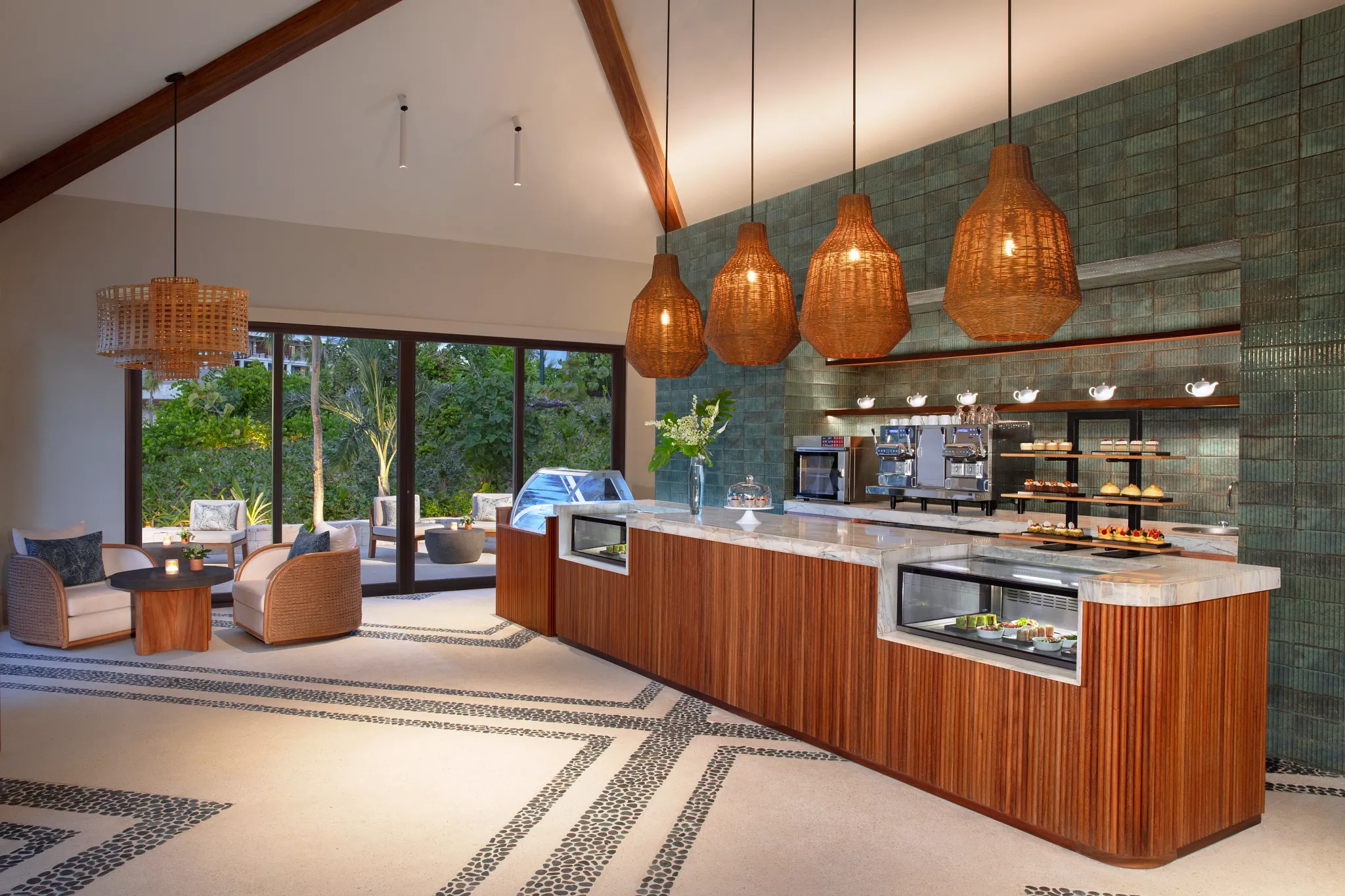 Coco Café at Secrets Playa Blanca Costa Mujeres featuring a bright indoor-outdoor coffee bar with pastries, light snacks, and specialty coffee drinks.