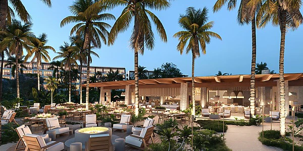 Seaside Restaurant Terrace outdoor reception setup at Secrets Playa Blanca Costa Mujeres